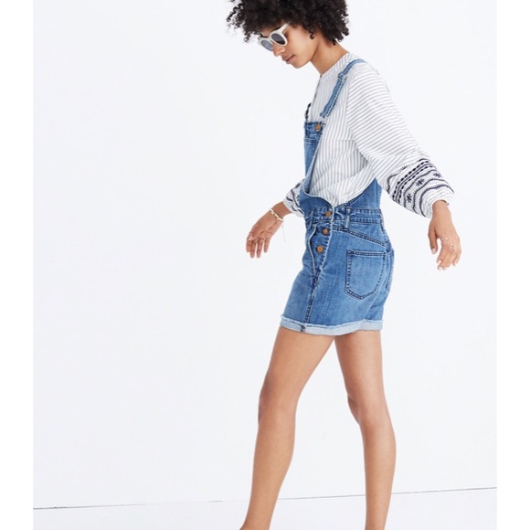 Last 1🎉Madewell Short Denim Overalls Dawkins Wash - Picture 6 of 7